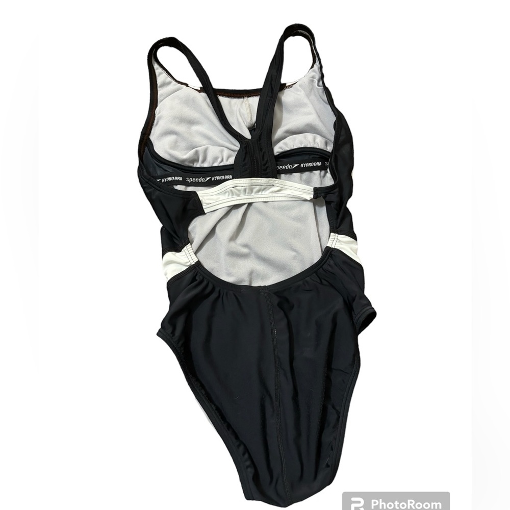 Speedo Crossback Bathingsuit One Piece Black&White Size 8 - Picture 2 of 5